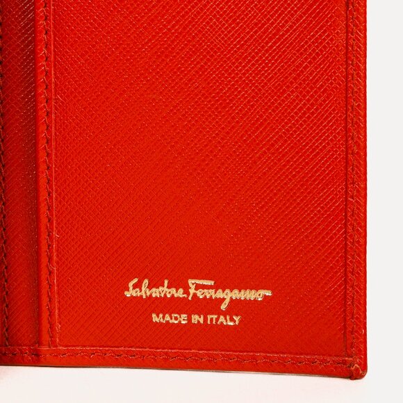 Salvatore Ferragamo Dark Orange Gancini Saffiano-Leather Continental Wallet - Picture 9 of 12